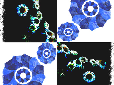 collage blue field flowers