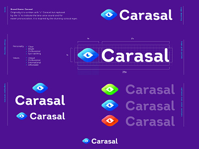 Carasal 3 brand branding contact lens creative design eye eye lens icon lens logo mark medic negative space vector