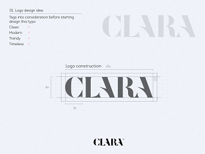 Logo for Clara brand creative design icon letter logo mark negative space typo typography vector