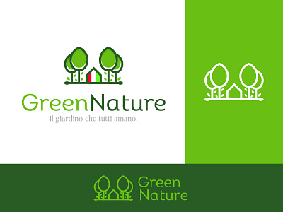 Green Nature gardening logo brand branding creative graphic design green icon italian italy logo mark nature nature logo negative space