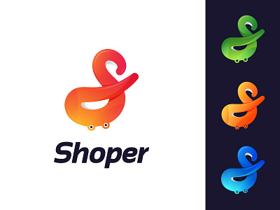 Shoper app brand colors logo mobile negative space shop technology