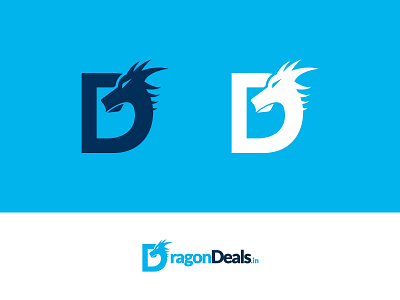 Dragon Deals logo for webshot blue d dragon letter logo mark shop web