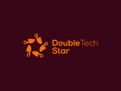 Double star brand double logo negative negative space orange star tech