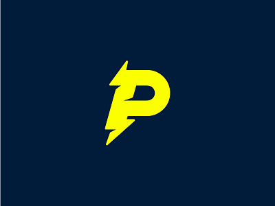 P for Power bolt brand icon letter logo logotype mark p