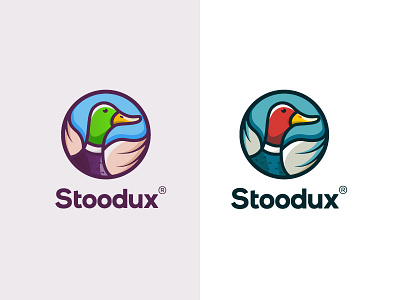 Stoodux logo booking brand cartoon duck freedom happy logo mark