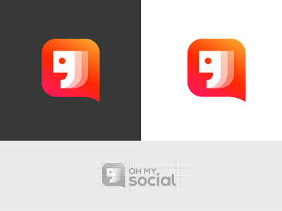 Logo for social media marketing agency brand bubble speech chat icon hashtag icon logo mark marketing media social