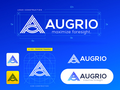 Logo design for Augrio analysis brand branding company forecast grid icon logo statistics
