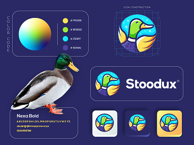 Logo for Stoodux app bird books brand duck education educational find logo students study travel