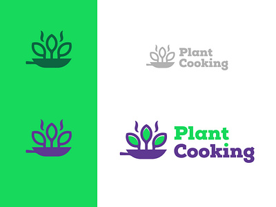 Approved logo for Plant Cooking brand cook creative flower food icon logo mark negative space plant vector veggie