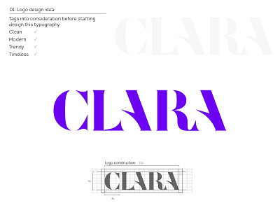 Approved logo for Clara brand creative customtype design fashion icon logo logo design logotype mark negative space typogaphy