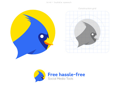 Bird+Bubble speech icon Logo app bird brand creative design flat logo icon logo mark media simple smart social tech