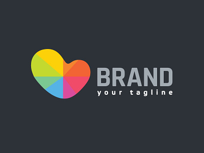 Rainbow Color Palette Heart Logo Design beautiful branding clean color palette colorful colourful cute design for sale heart logos logotype love modern printing professional rainbow rounded shape visual identity