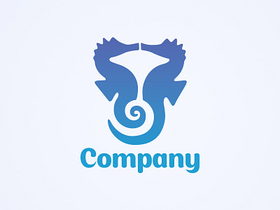 Seahorses Joined in a Spiral Logo Design animals branding circles connected couple joined kissing logo for sale logotype love loving marine ocean pair seahorses seaside spiral tails two visual identity