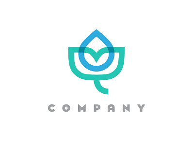 Water Drop & Plant Logo Design