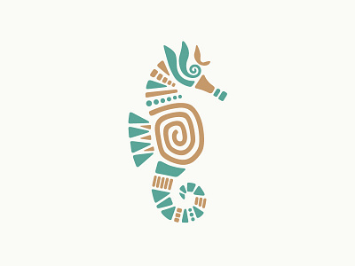 Seahorse Logo In Tribal Style animals artistic arts beautiful beauty branding crafts fingerprint gemstones jewelry jewels logo for sale logotype marine life nautical oceans seahorse spiral tribal style visual identity