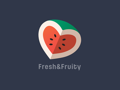 Watermelon Heart Logo Design bar clean clever cute freshness fruits fruity healthy hearts juices juicy lovers loves nutrition produce red refreshing smoothies sweet watermelons