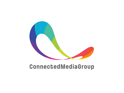 Connected Media Group Logo Design 3d circle circles colorful colors colourful colours communications connected connection ellipse flexible infinite infinity media rainbow ribbons twisted