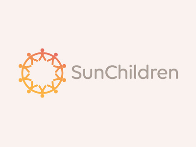People Holding Hands Logo Design children circles collective collectivity community connected connection cooperating cooperation cooperative day care holding hands humans kids kindergarten logo logotype people sun sunshine