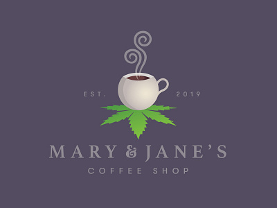 Cannabis Coffee Shop Logo Design bar beautiful branding café cannabis coffee corporate identity cup drinks for sale ganja hemp hot drink leaf leaves logo marijuana pot professional visual identity