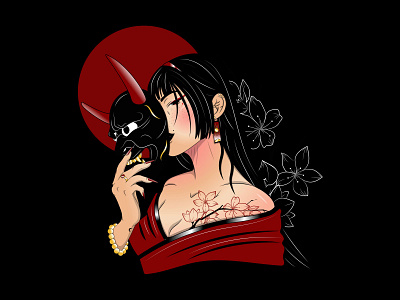 Devil Mask Geisha Print