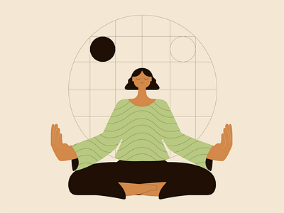 Meditation awareness conscience design drawing duality geometry illustration illustrator meditating meditation thinking vector woman yoga