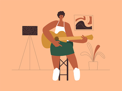 Playing the guitar drawing geometry girl guitar guitarra illustration illustrator mujer musician musico playing sitting sketch tocando vector woman