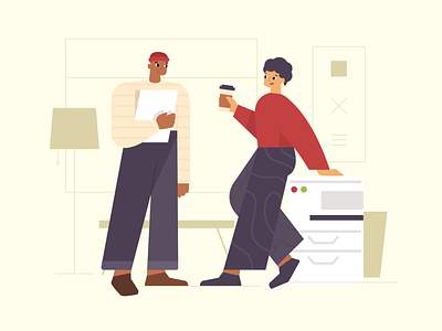 Office break coffee drawing illustration illustrator office people talking vector work workers working
