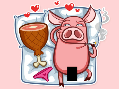 Pete the Pig cartoon character illustration pig stickers vector