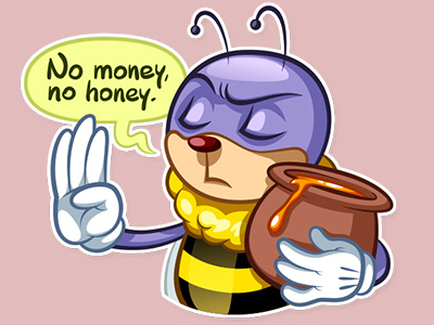 Ben the Bee bee cartoon character funny honey illustration stickers vector