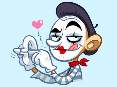 Mike the Mime cartoon character funny illustration mime stickers vector