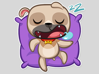 Zac the Pug cartoon character dog funny illustration pug stickers vector