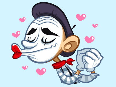 Mike the Mime cartoon character funny illustration mime stickers vector
