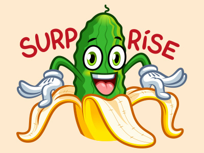 Lovely Banana banana cartoon character cucumber funny illustration stickers vector