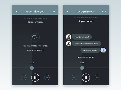 Scratch Track Commenting app comments iphone messages minimal product design recording scratch track ui ux