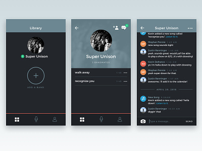 Scratch Track Messaging app ios messaging minimal music product design profile recording social ui ux