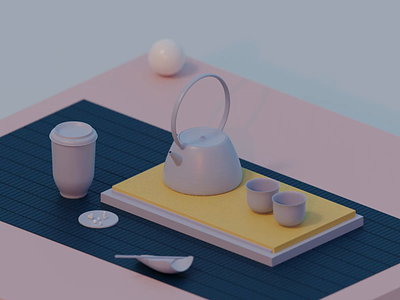 Coffee time animation blender blender3d coffee coffee cup coffeetime freebie minimal modeling palette sugar table teapot yellow