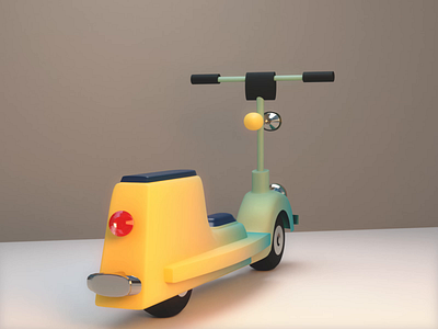 Ride with the flow 3d animation bike blender lowpoly modeling perspective scooter vespa wave