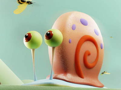 Bee-ing snail bee birds blender cartoon eyes insect modeling snail species