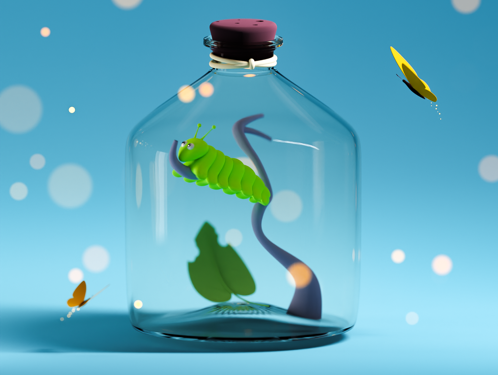 Caterpillar in a jar by Balaji on Dribbble