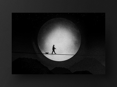 MOONLIGHT WALK 🖤 30dayschallenge aethetics black cat freebie layout moon moutain sketch sky stars