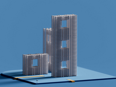 Bones apartments 🖤 apartments blender blender3d blue bones lowpoly lowpolygon modeling skyline