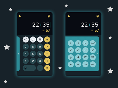 Day 4 • Calculator 100daychallenge calculator challenge daily ui dailyui dailyui004 dailyuichallenge day4 fun iphone app moon redesign sketch space turquoise