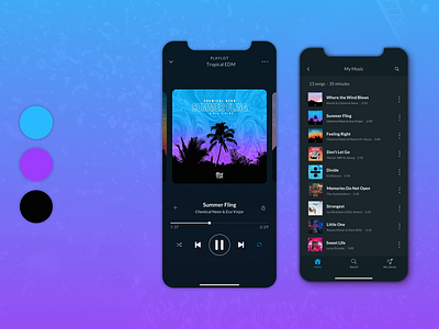 Day 9 • Music Player 009 100daychallenge blue daily ui dailyui dailyuichallenge iphone app music music app music player music player ui purple vibrant color