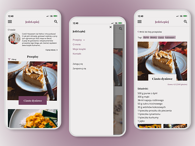 Food blog for mobile app branding design graphic design mobile purpledesign recipepage ui