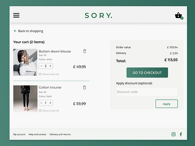 Ecommerce checkout page / shipping cart