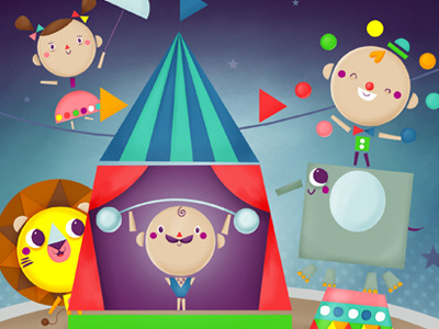 Mr. Fox and shapes / Circus digital illustration ipad game toddler