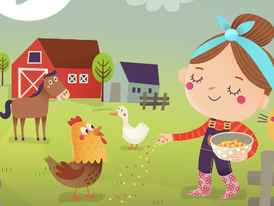 On The Farm 01 animals app chicken digital farm game horse illustration ipad