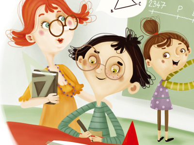 Math school book illustration_02 digital illustration math math school book pupils school class student teacher