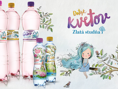 Zlata Studna Bottle bottle fairy illustration mascot product water watercolor
