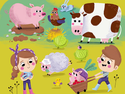 Farm animals animals children childrens book illustration childrens magazine digital illustration illustration art